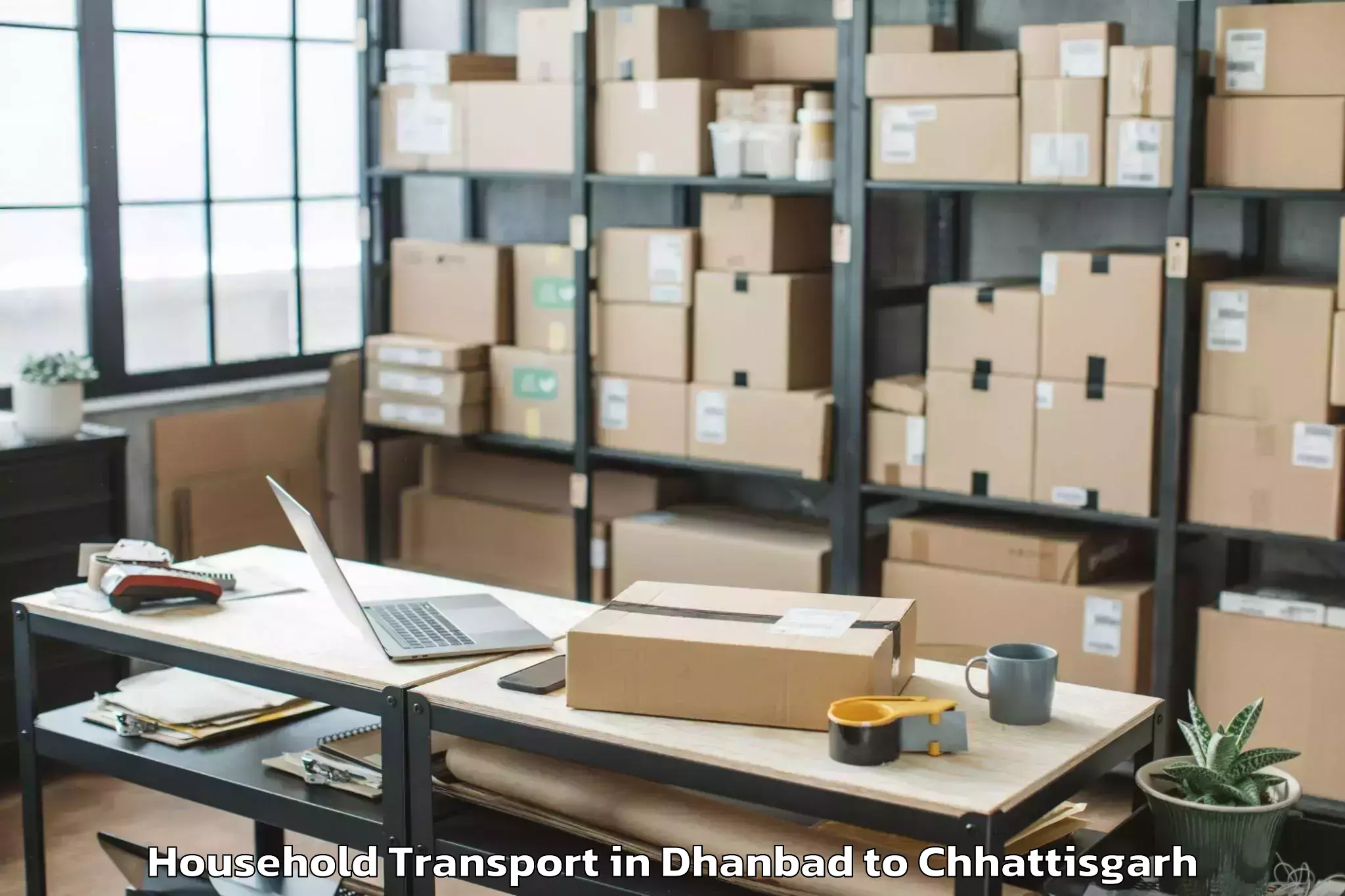 Trusted Dhanbad to Jashpur Nagar Household Transport